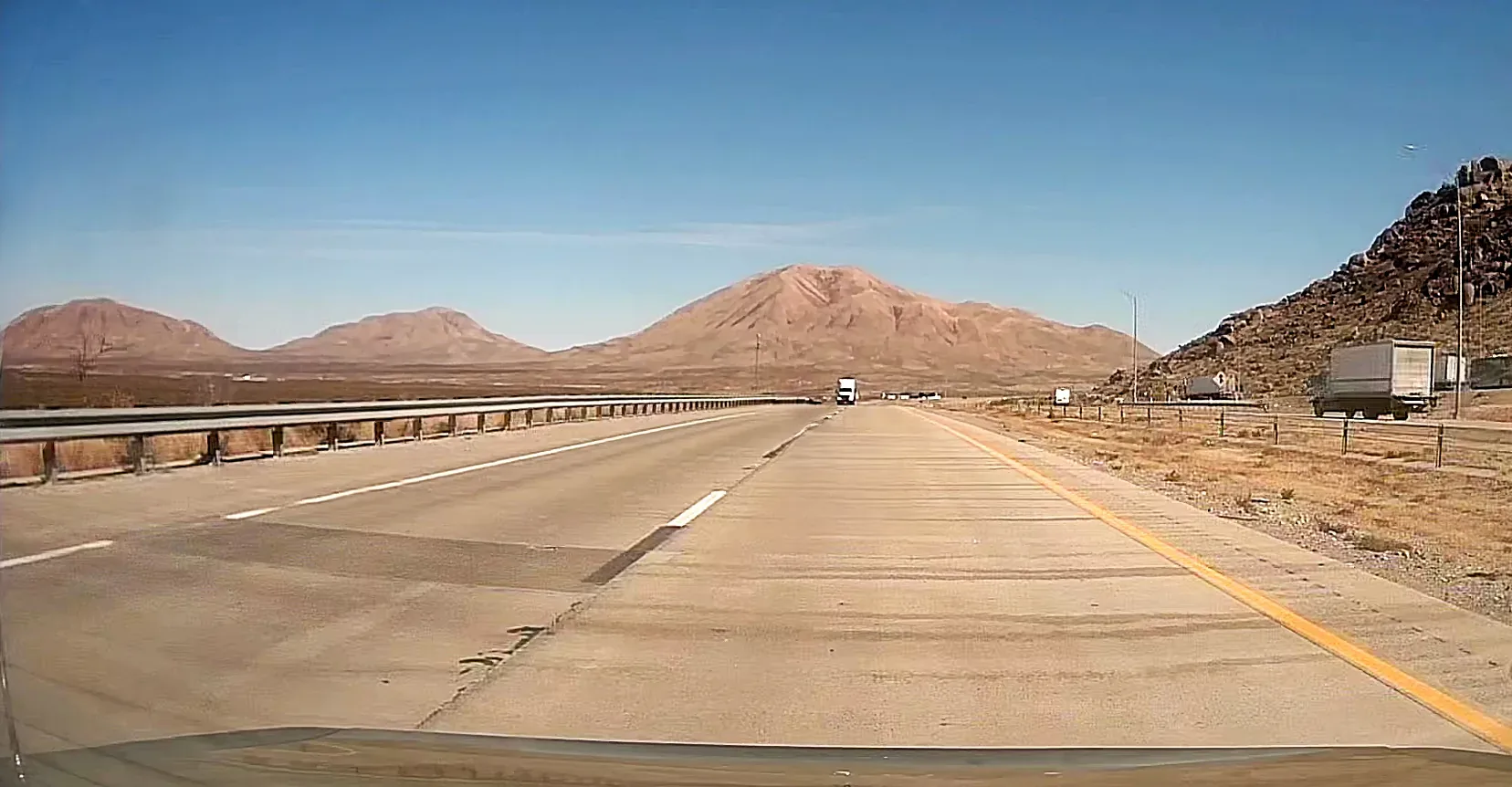 Open Texas highway during the westbound X308 journey
